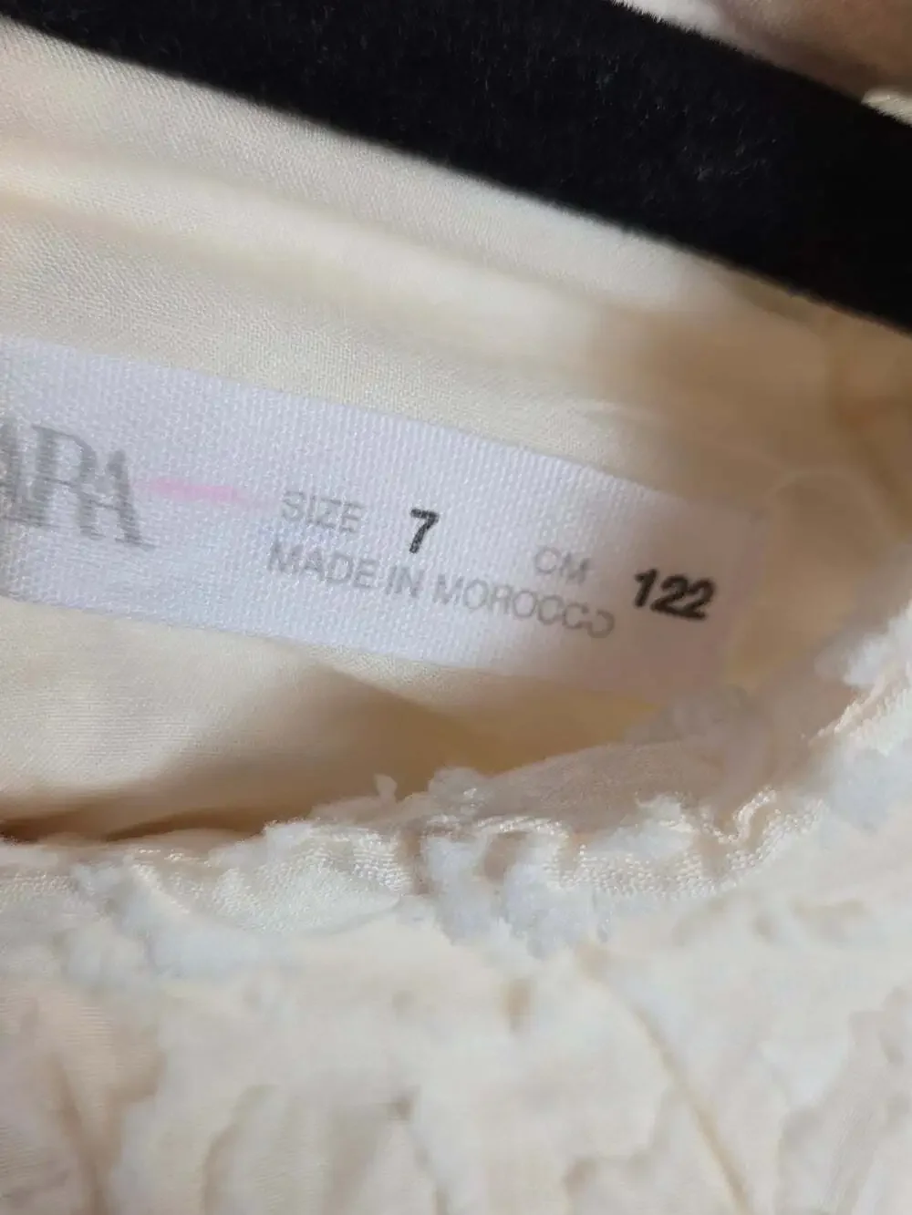Zara Girls Ivory Textured Drop Waist Dress Size 7 122 Pearl Button Party